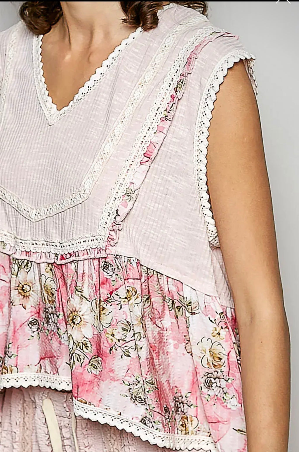 Ruth v neck ruffle ribbed top