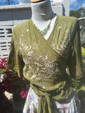 Exquisite wrap top silk/linen