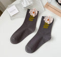 3D cotton flower garden socks grey - Stay Wild Collective