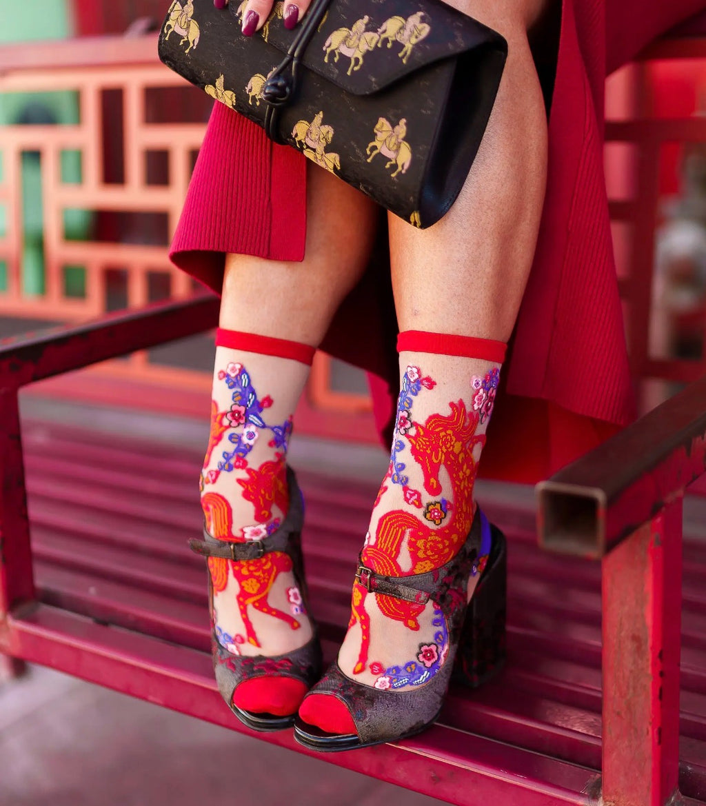 Year of the horse sheer crew socks