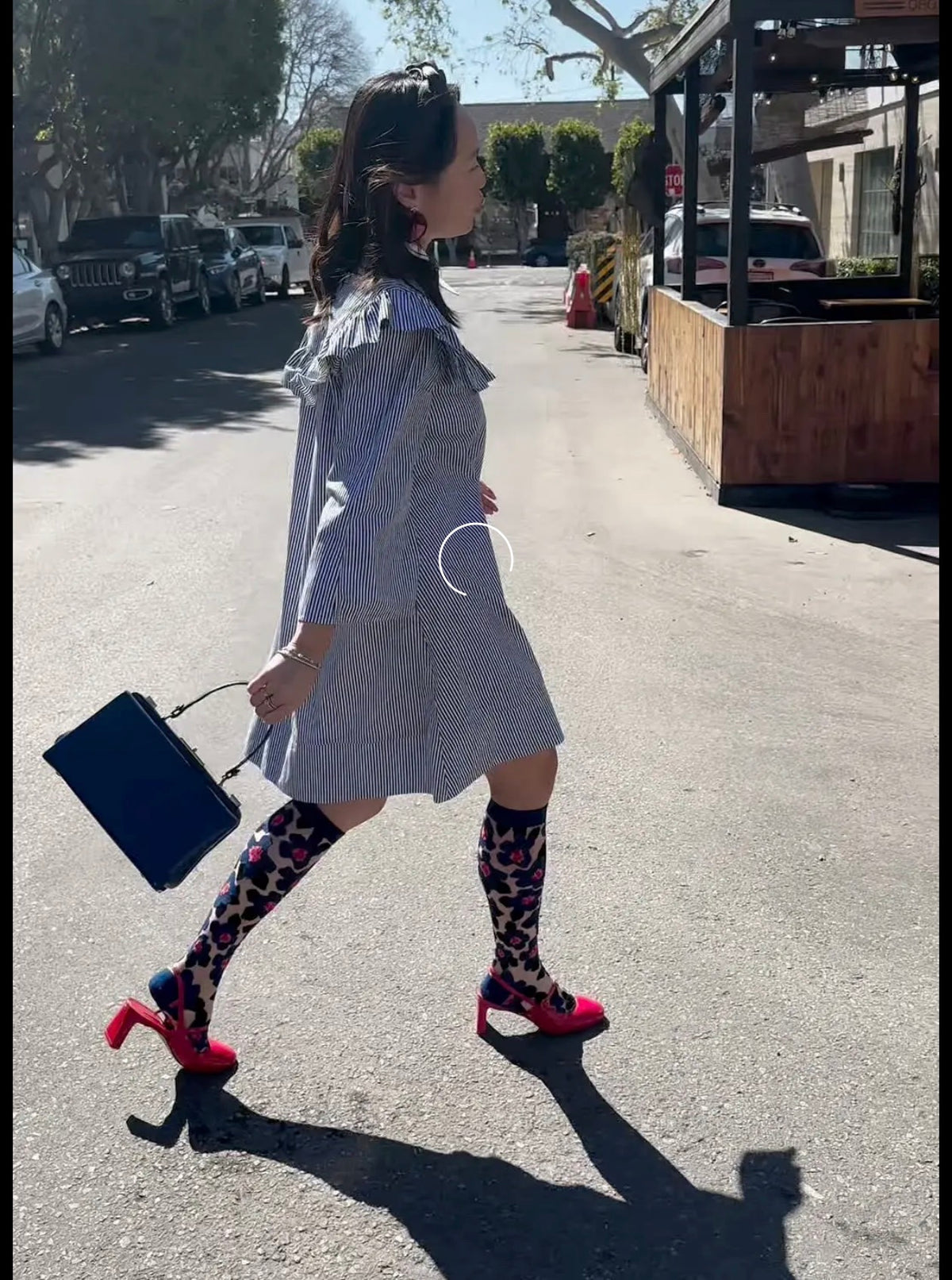 Bold blue sheer knee high socks
