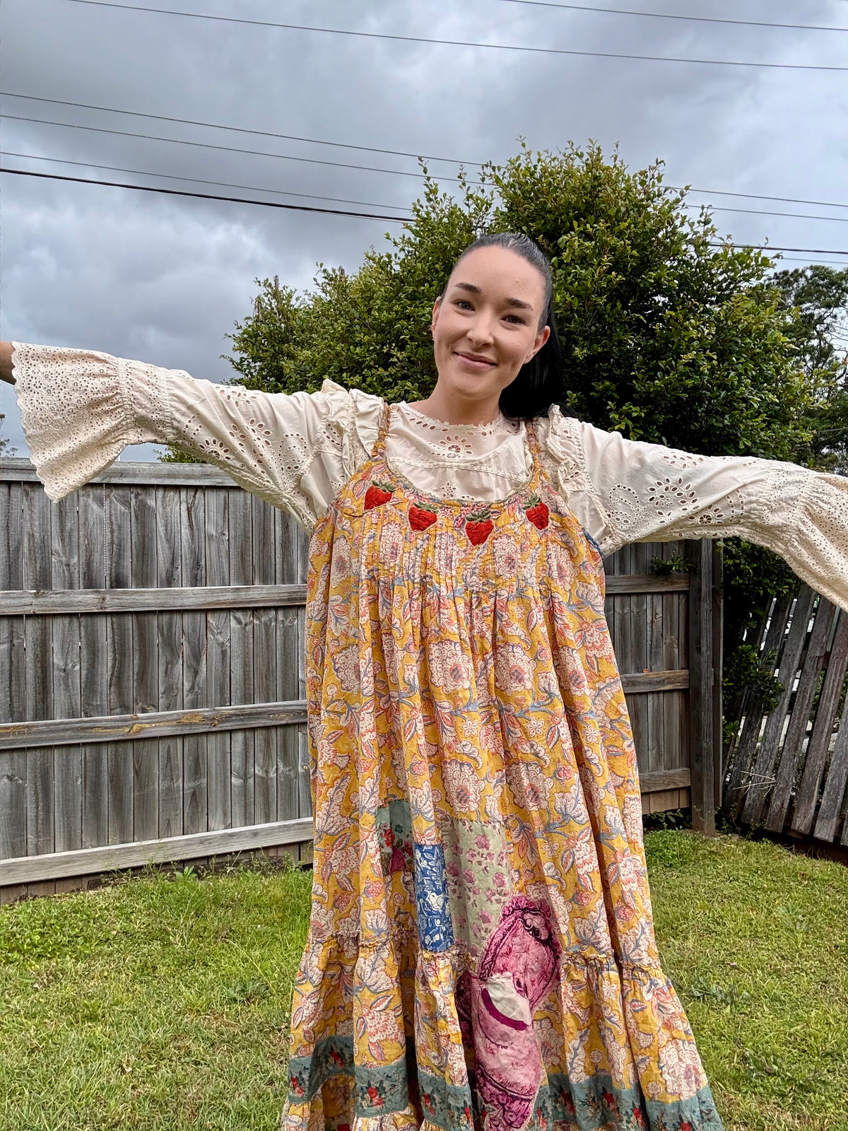 house of jaded gypsy sunwashed bloom dress golden