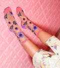 Sunflower butterfly sheer crew socks