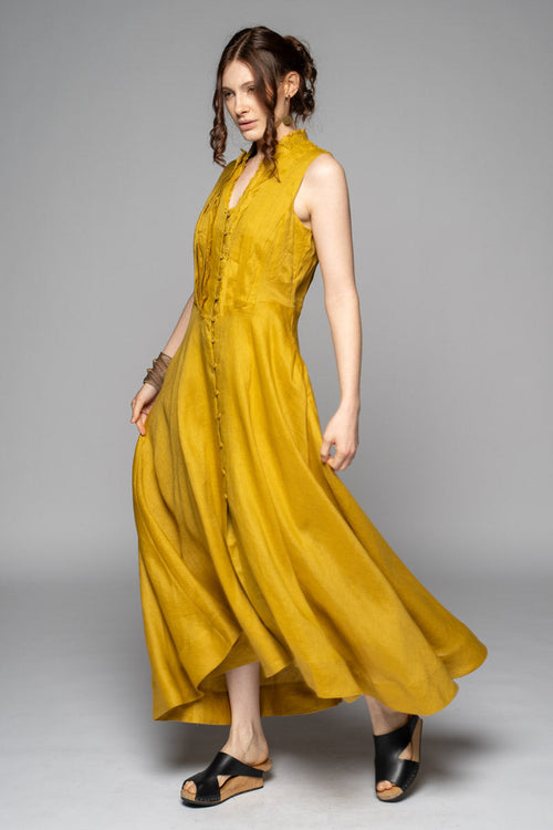 Dogstar Asuka  tuck dress chartreuse