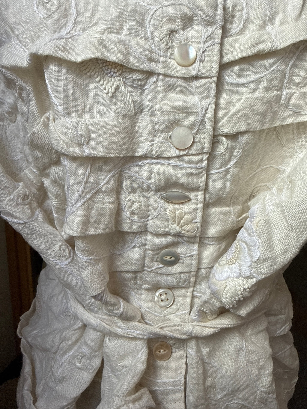 Krista Larson smashed cami hand embroidered linen O/S
