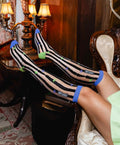 Beetle juice stripe knee high sheer socks