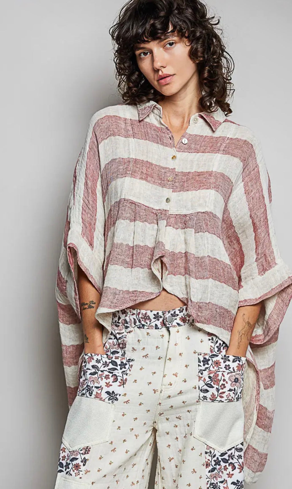 Candice linen high low shirt