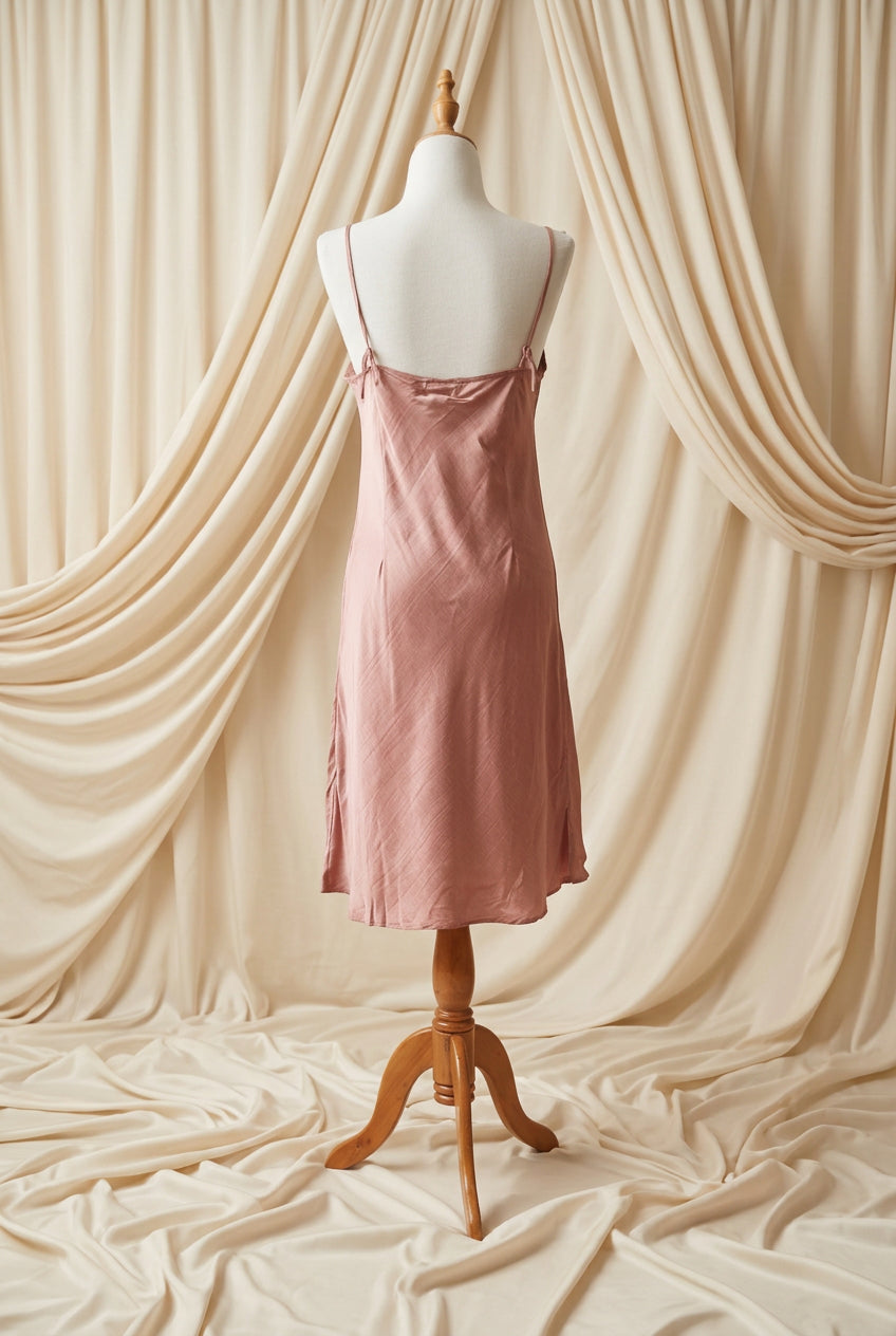 Otomo Marilyn silk/linen slip midi peach