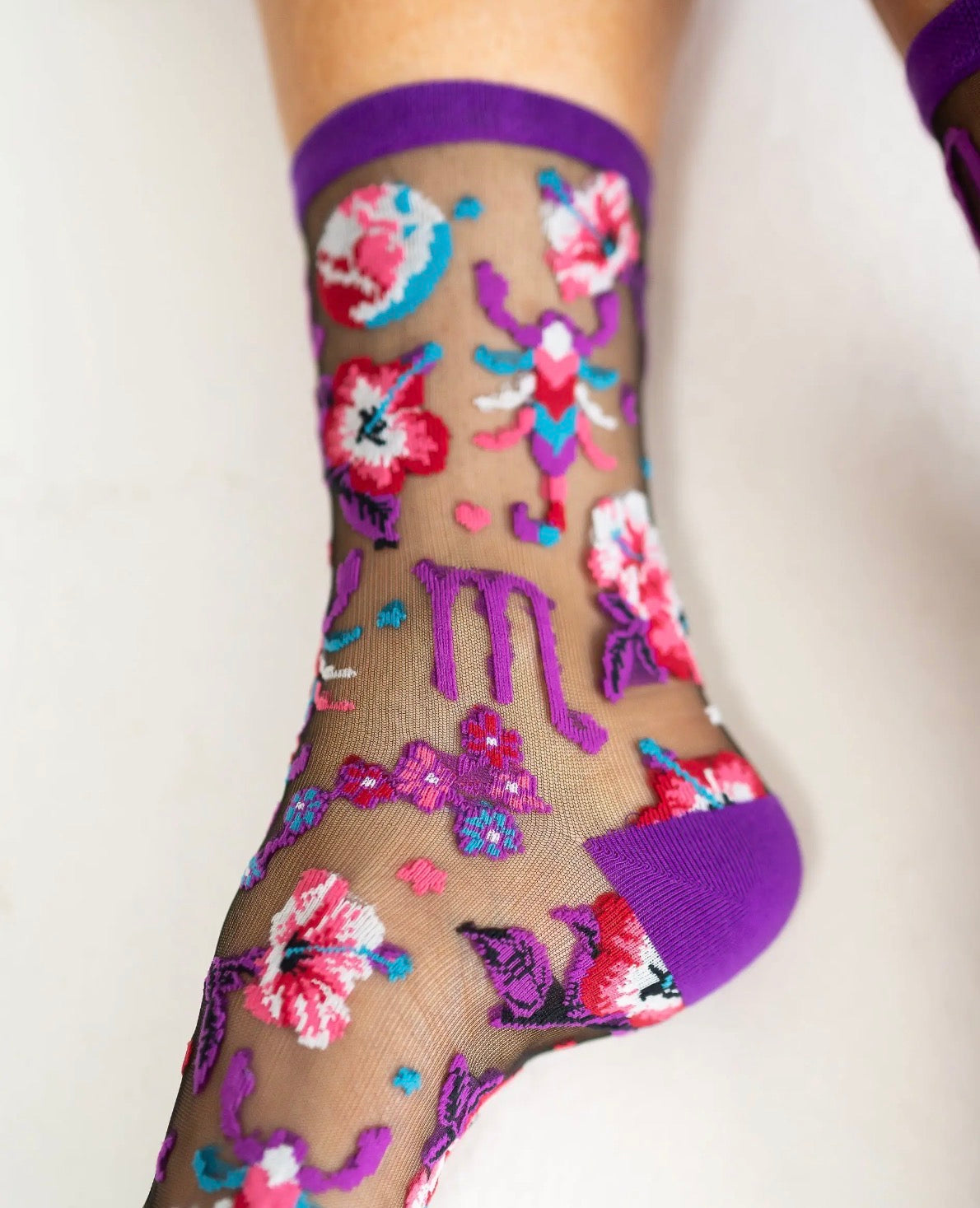 Scorpio zodiac sheer black socks