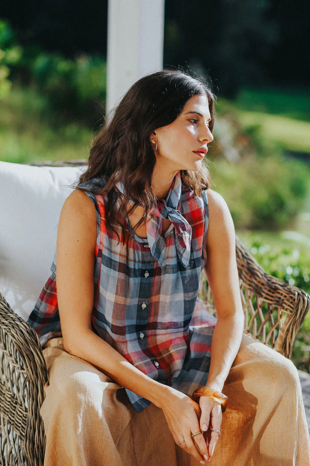 Montaigne Cara top in multi check