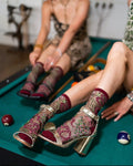 Serpentine floral black crew socks