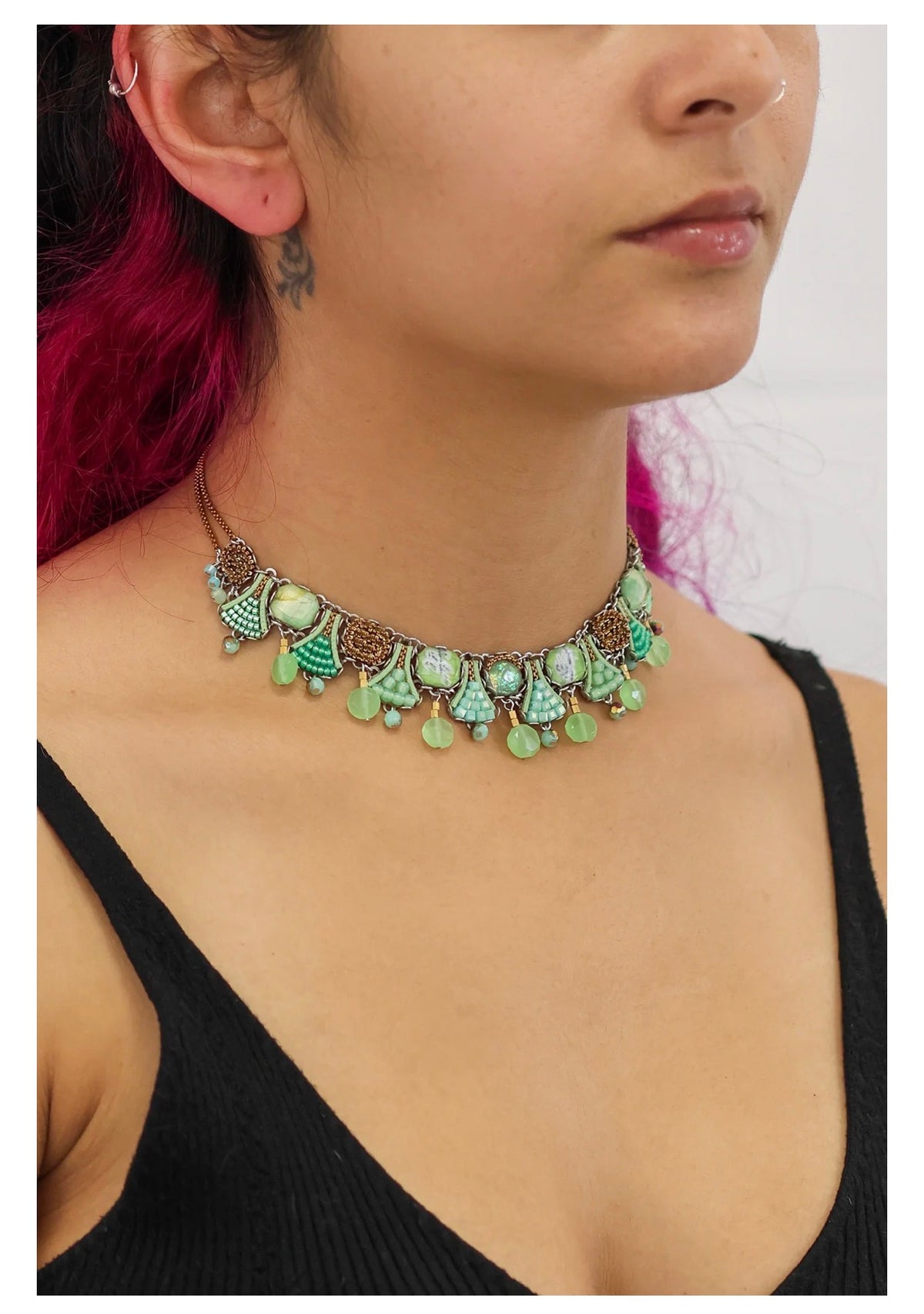 Ayala bar Seagrass Set, Choker Necklace, Posidonia C3615