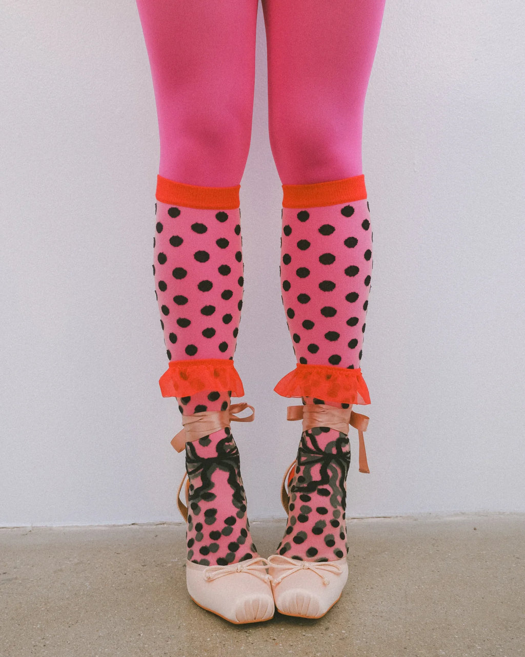 Polka dot knee high sheer