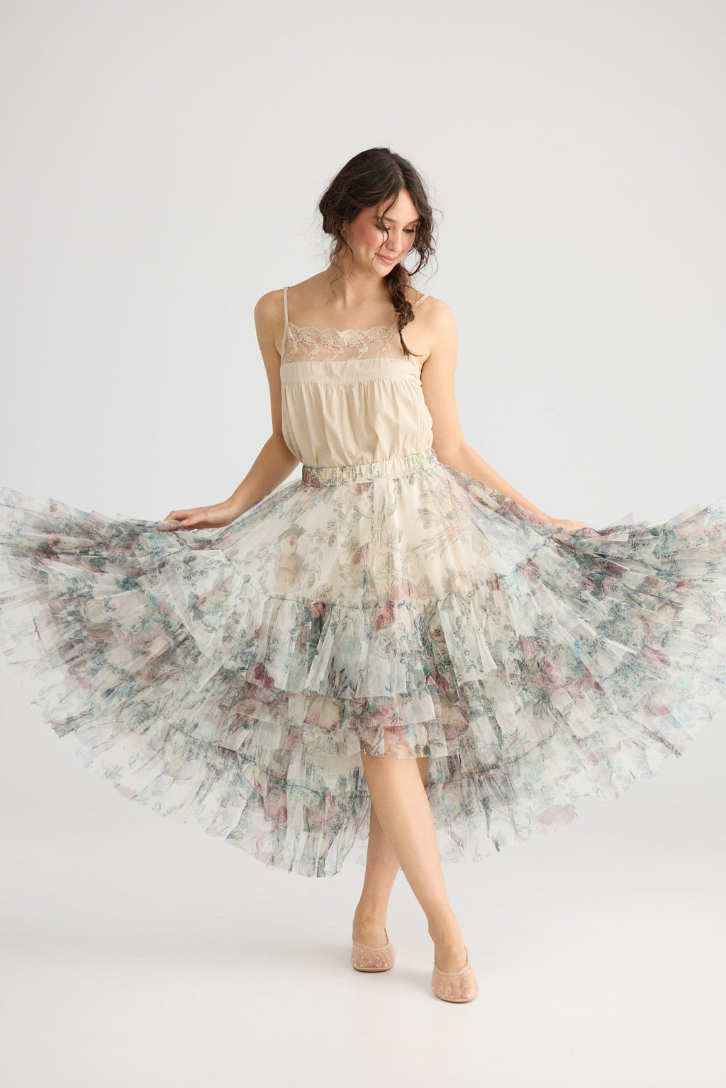 Miss roses sister violet ballerina tutu skirt  cream rose