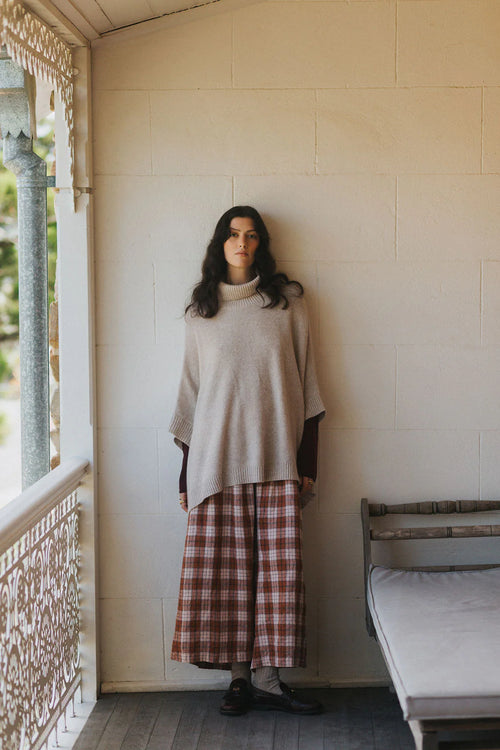 Montaigne French linen Colottes in clay check