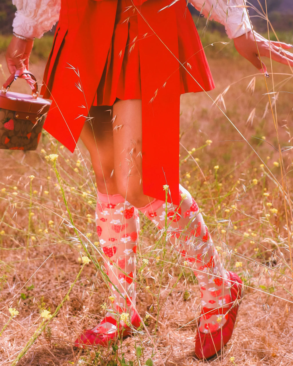 Strawberry ruffle knee high socks