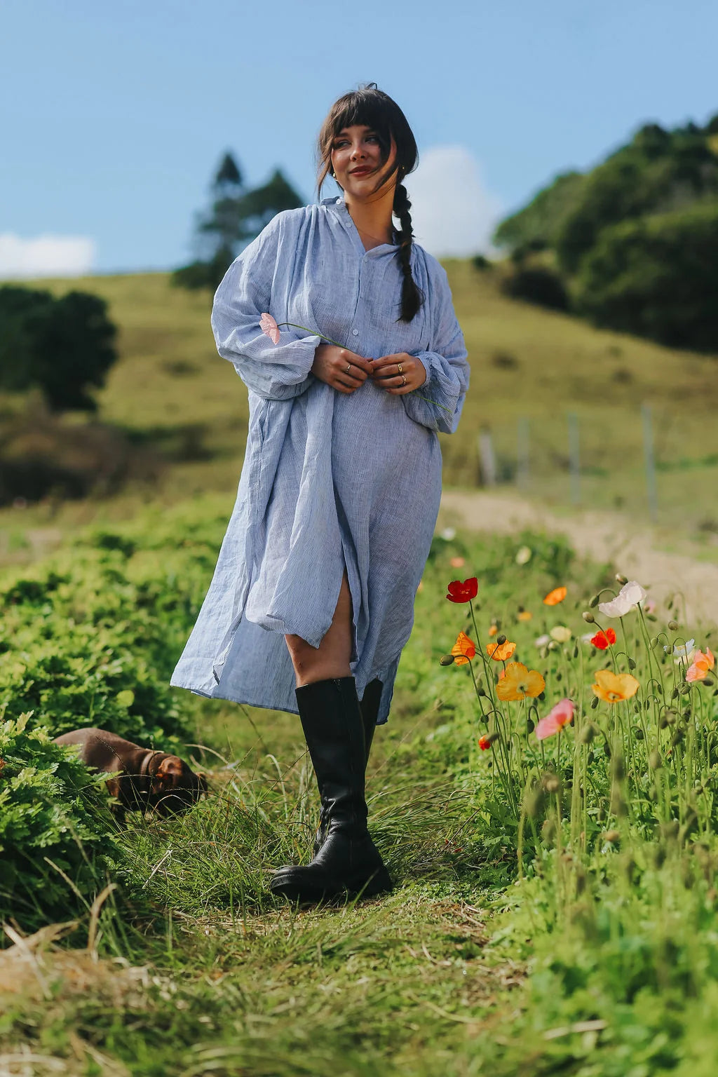 Montaigne Valentina fine stripe linen dress O/S