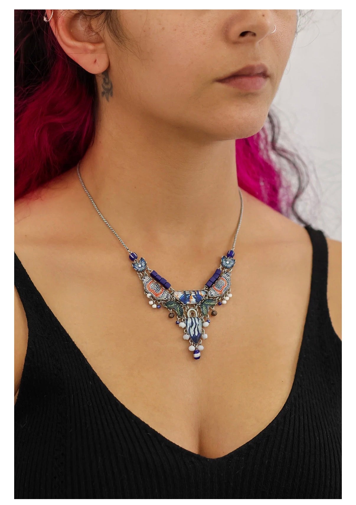 Ayala bar Blue Domes Set, Casual Glass Necklace, Delphi R3648