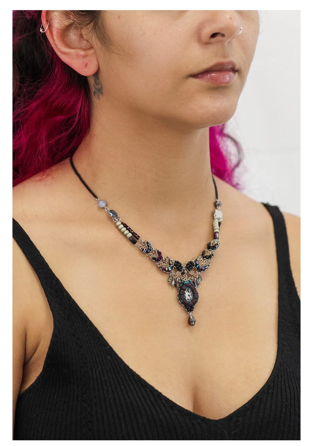 Ayala bar Obsidian Set, Classy Necklace, Nocturne C3625