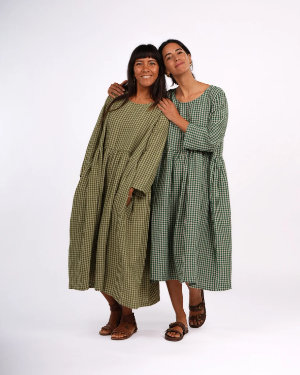 Montaigne - Journee French Linen Gingham Linen Dress - pistachio