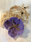 Iris hand crochet floral belt/ brooch purple