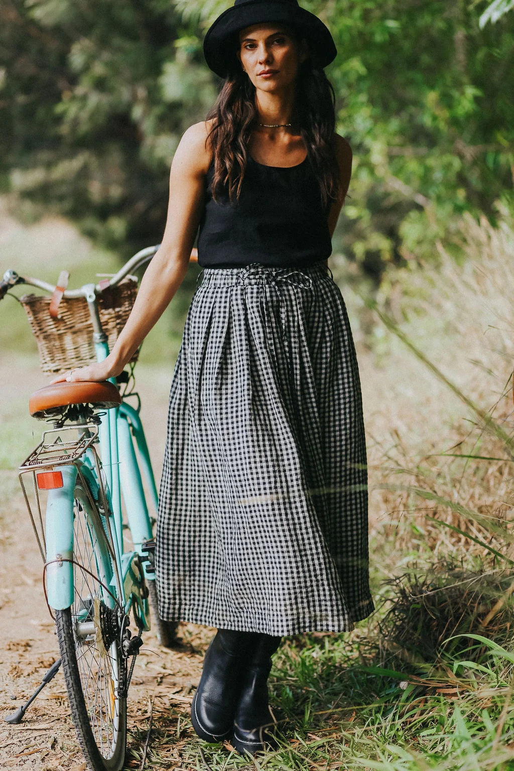 Montaigne Amélie Linen Skirt Black & White Gingham O/S