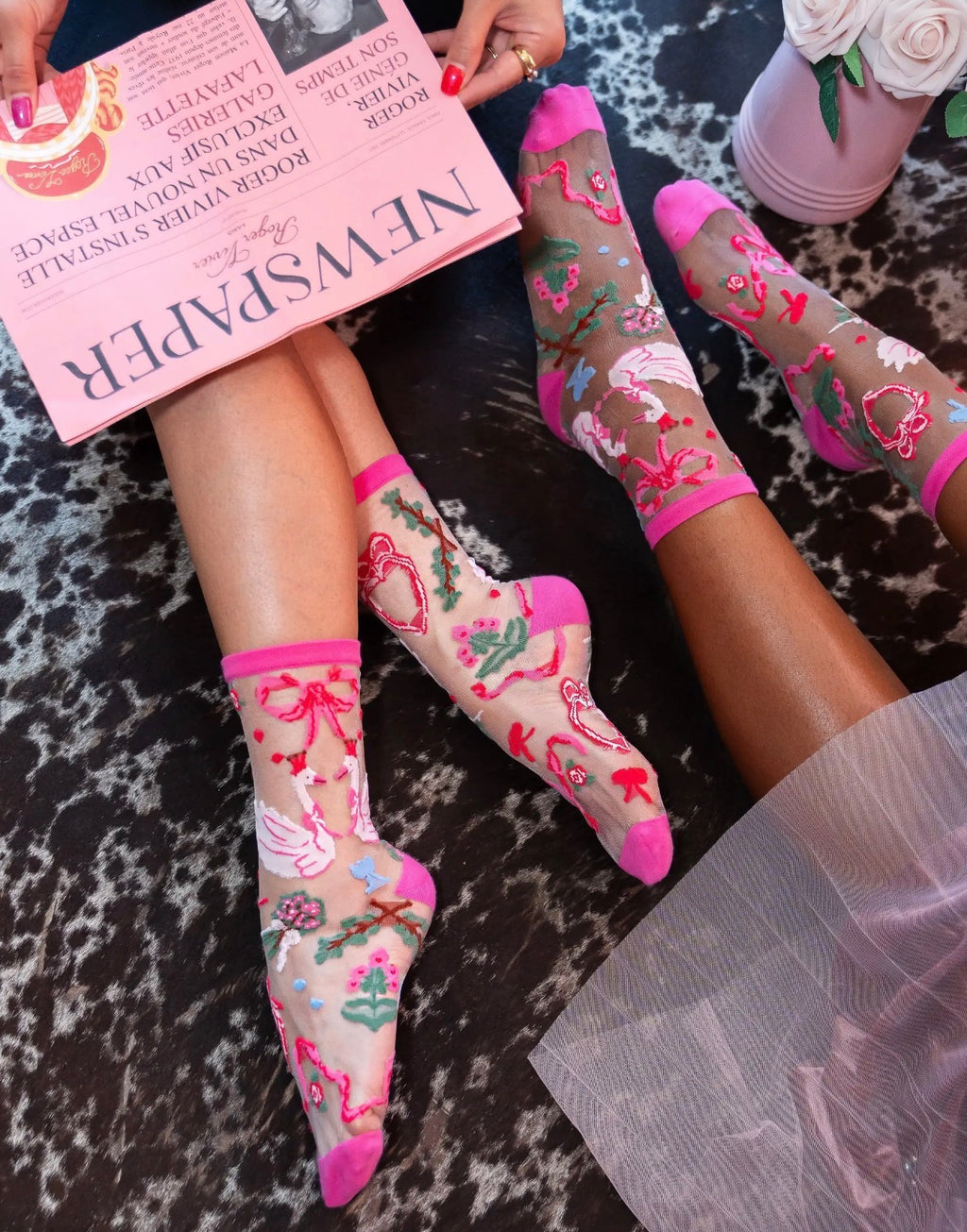 Ballet core sheer crew socks