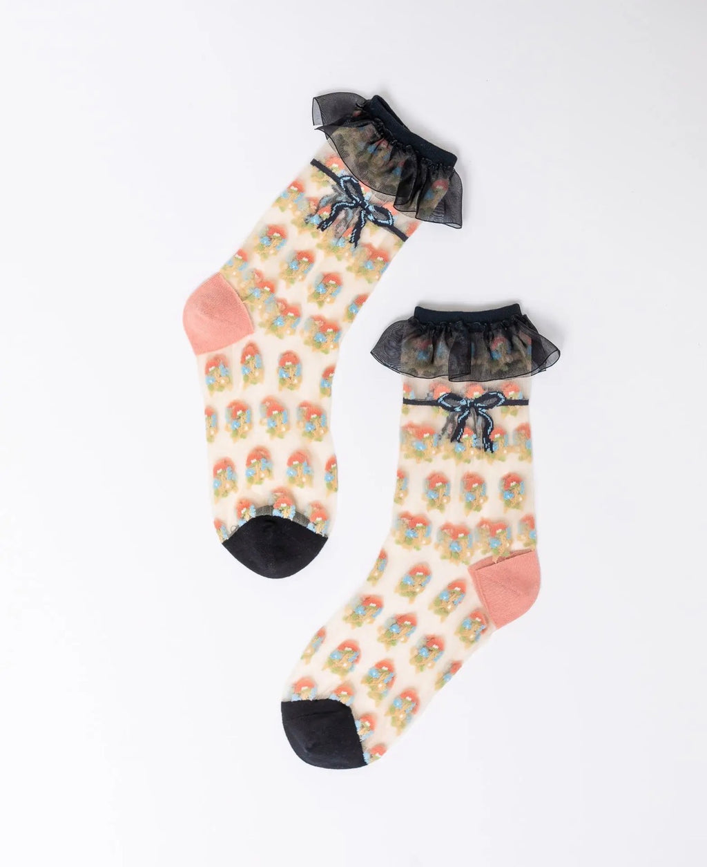 Repeat floral sheer crew sock