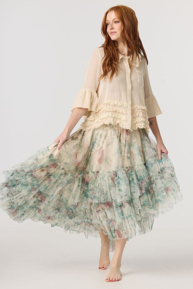 Miss roses sister violet ballerina tutu skirt  cream rose
