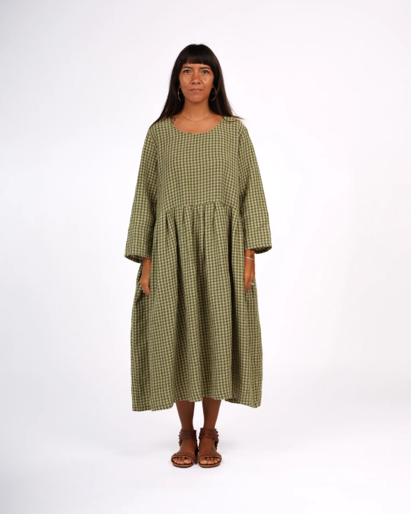 Montaigne - Journee French Linen Gingham Linen Dress - pistachio
