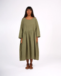 Montaigne - Journee French Linen Gingham Linen Dress - pistachio