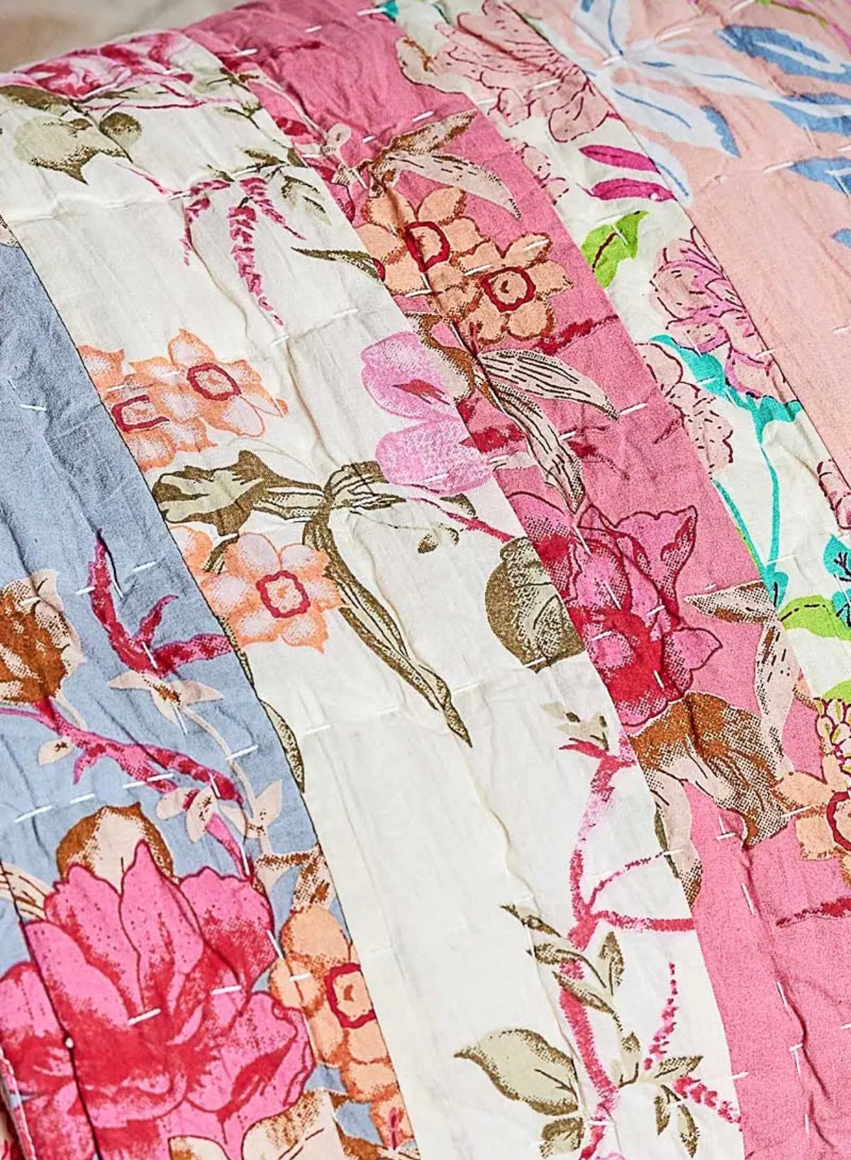 Laura floral patch work botanical print blanket