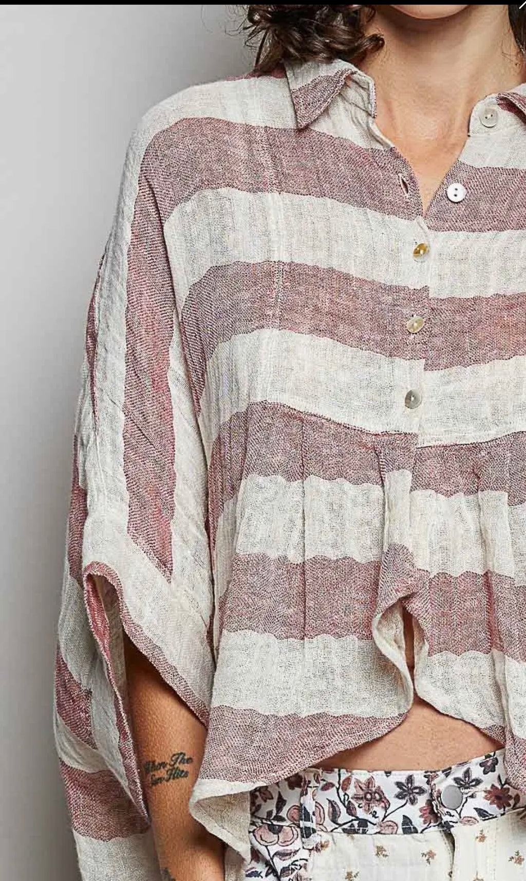 Candice linen high low shirt