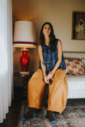 Montaigne Cara top in blue check