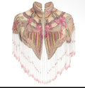 Pink cabaret beaded fringe cape pink hold and silver