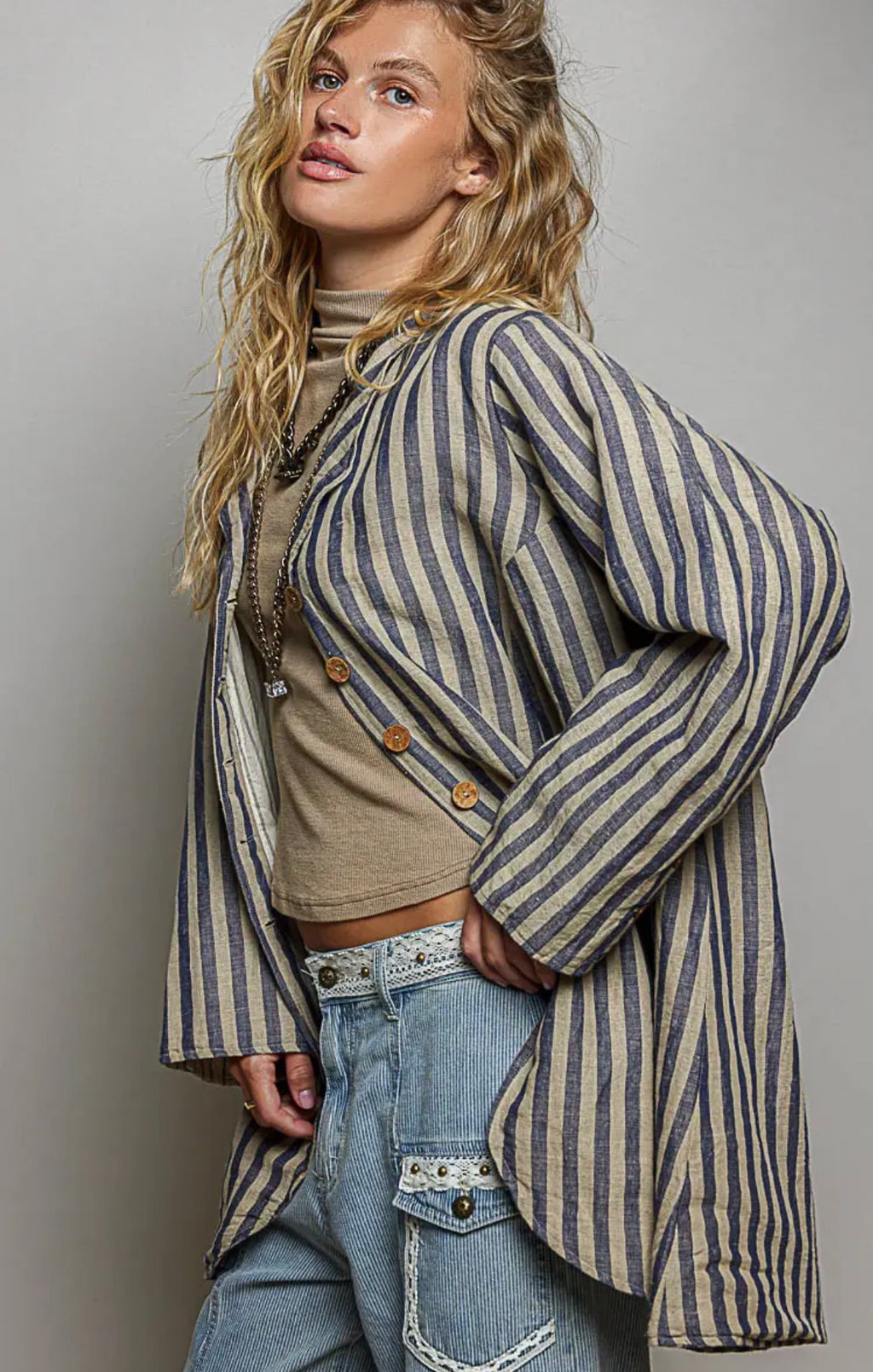 Winnie blue stripe coat