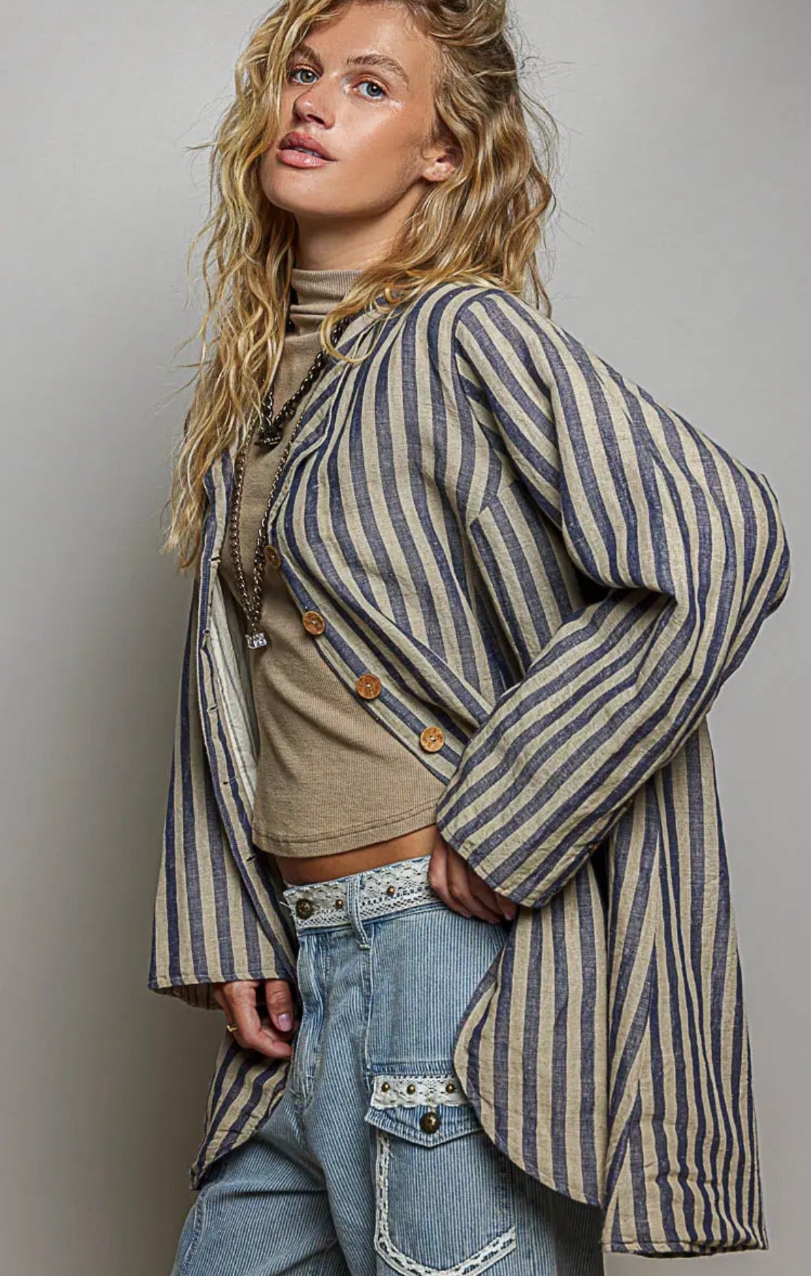 Winnie blue stripe coat