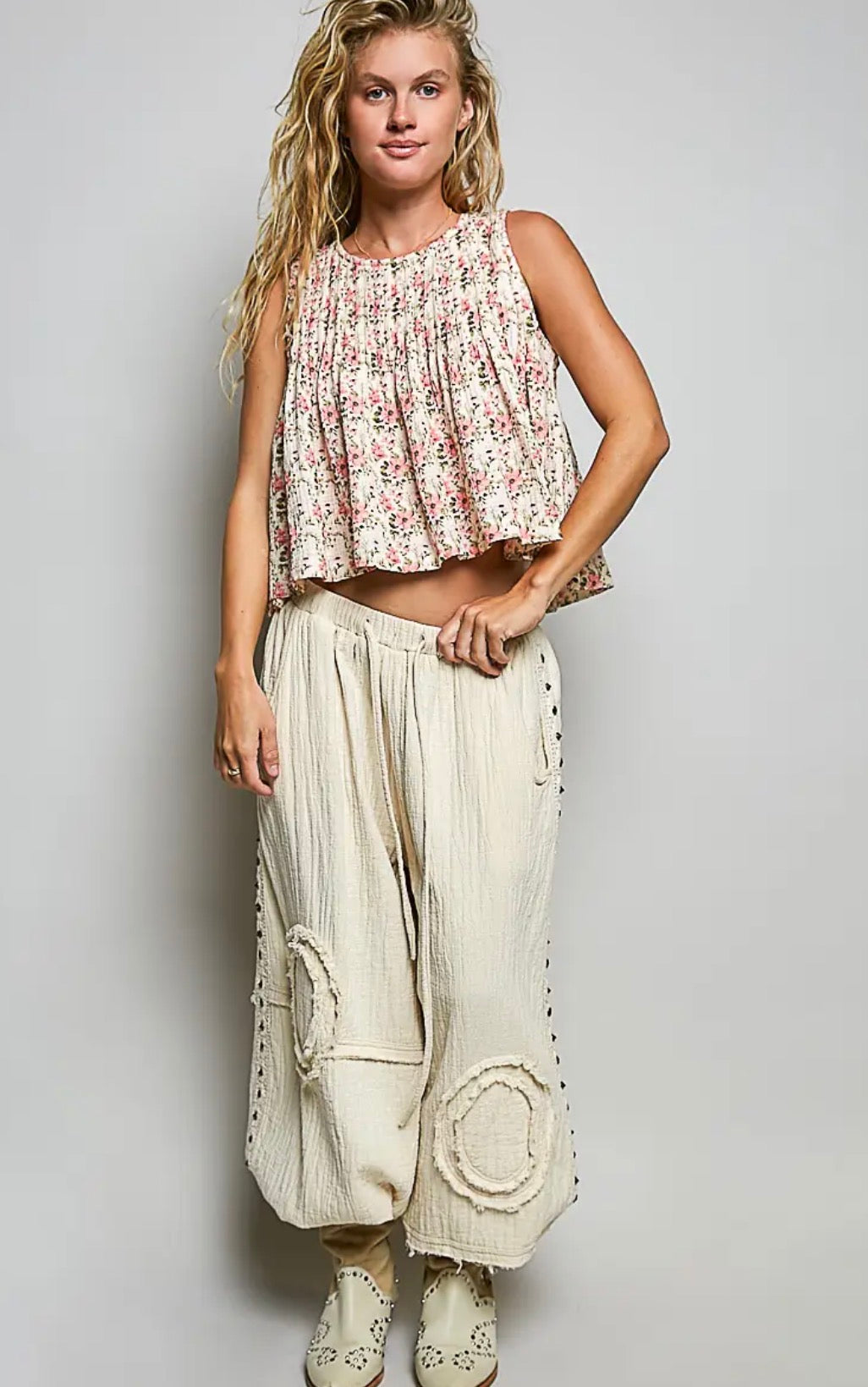 Jessie Pintuck floral Gauze top