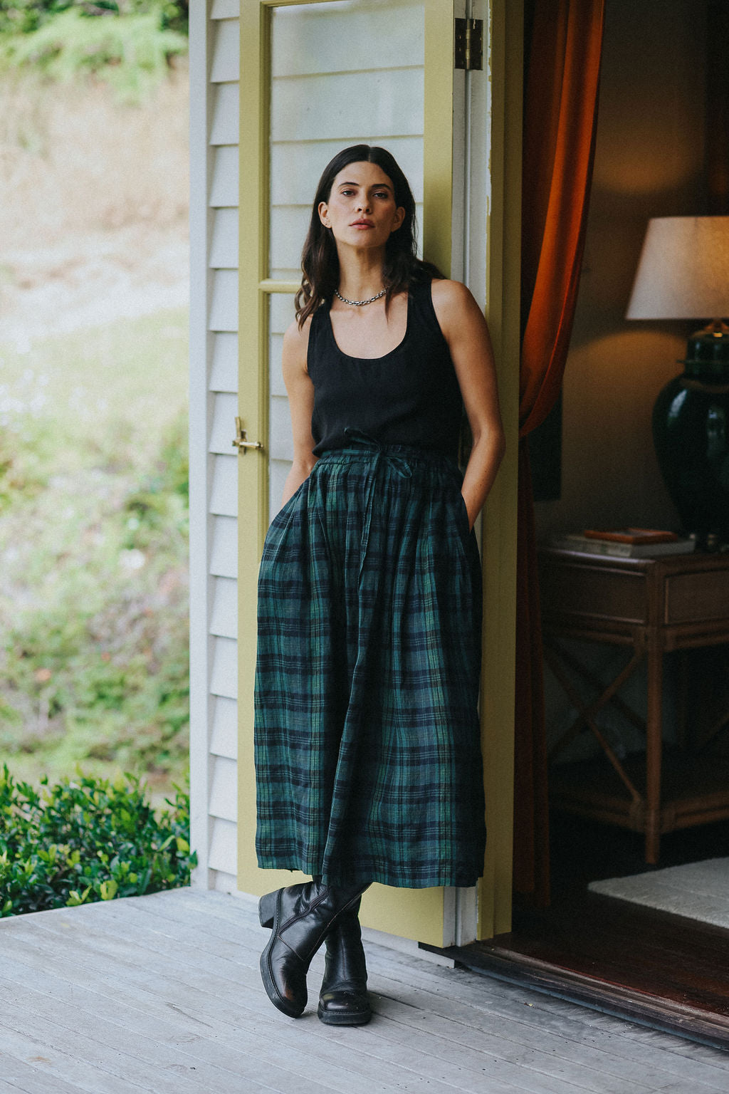 Montaigne Amelie skirt green and black plaid