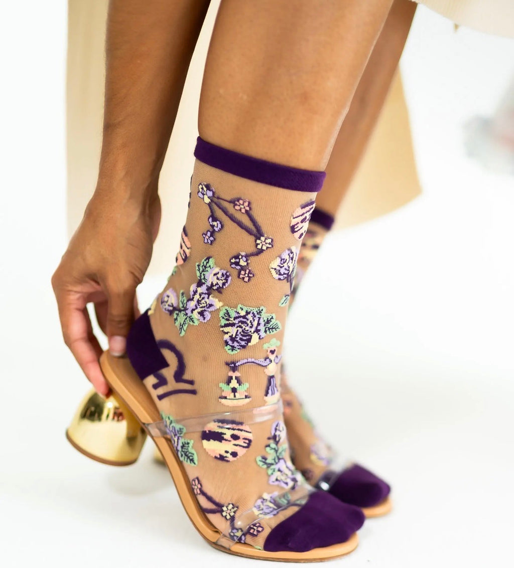 Libra zodiac sheer crew socks