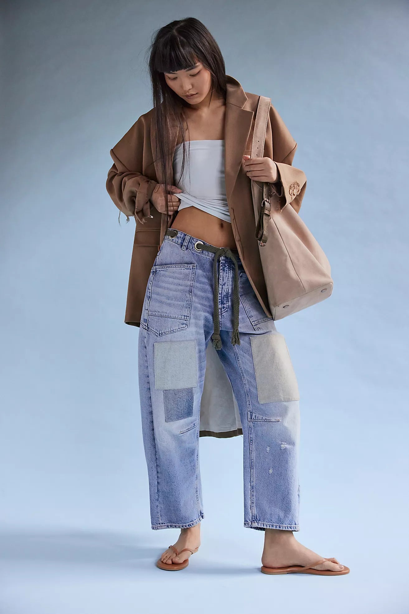 Free People Moxie Pull-On Barrel Jeans truest blue