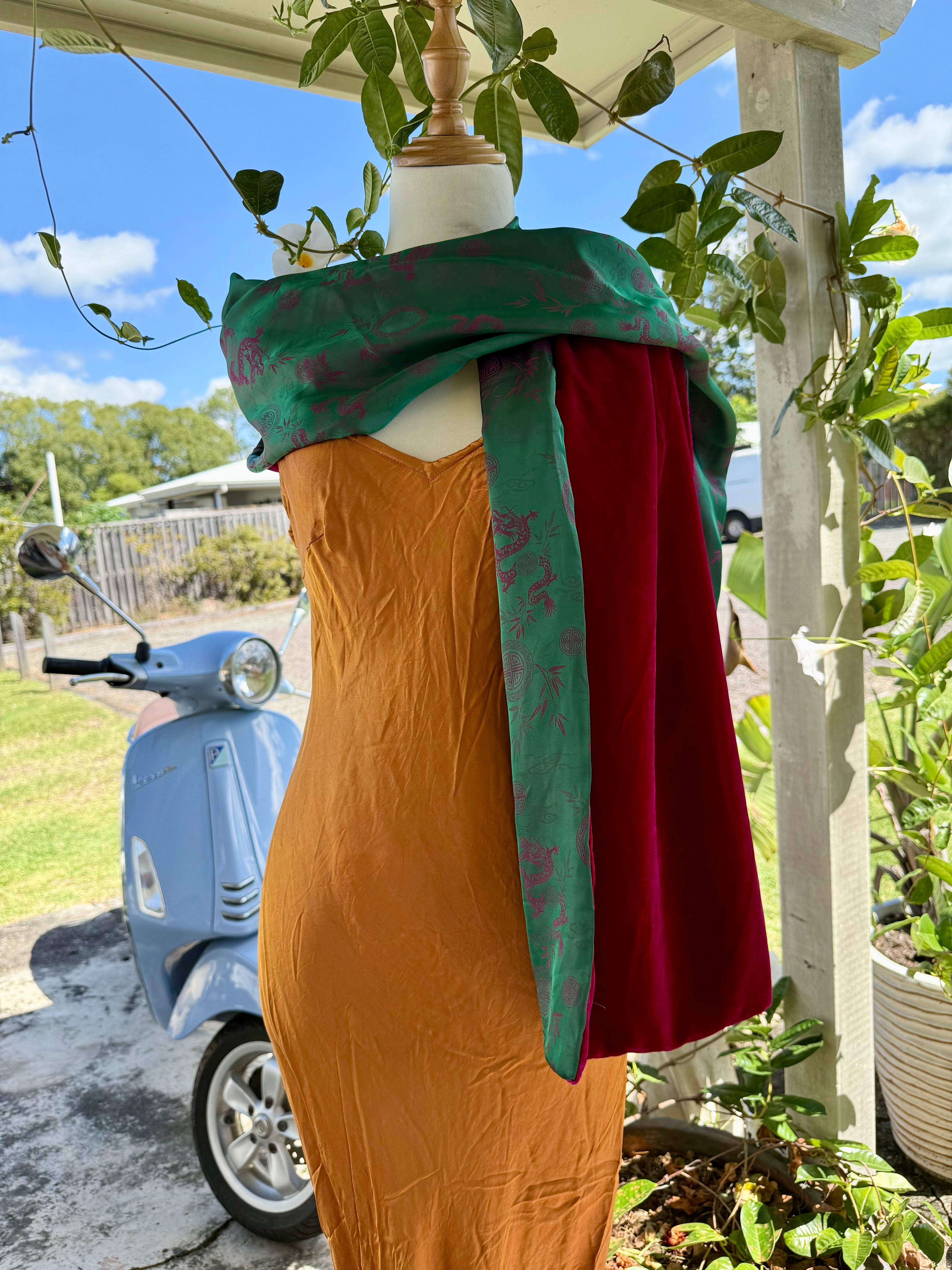 Otomo Dragon shawl/scarf silk satin & velvet