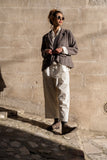 Meg by Design OXFORD JACKET - LINEN Brown Houndstooth