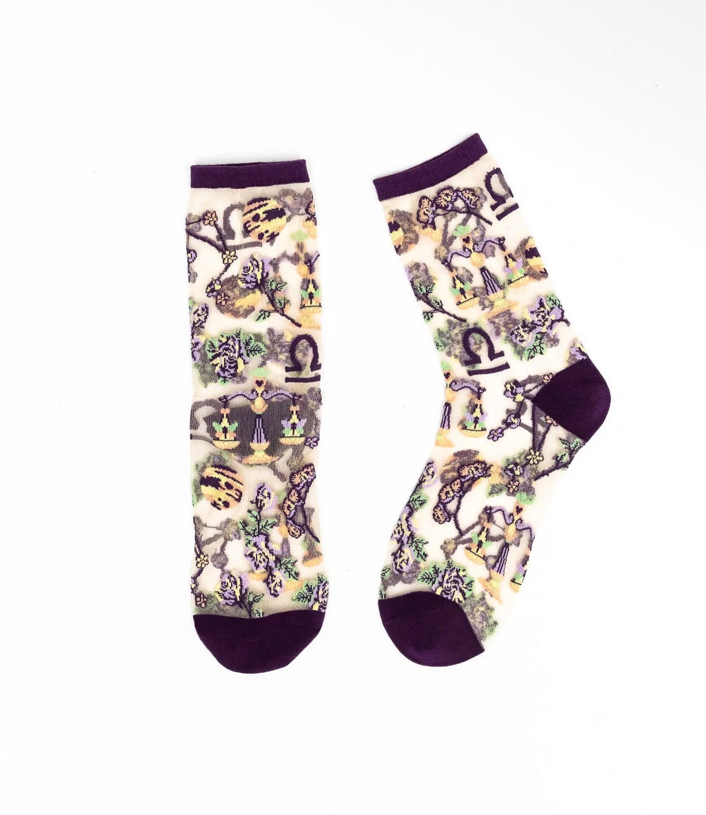Libra zodiac sheer crew socks