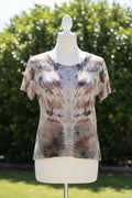 Lara Stone silk leaf printed top M