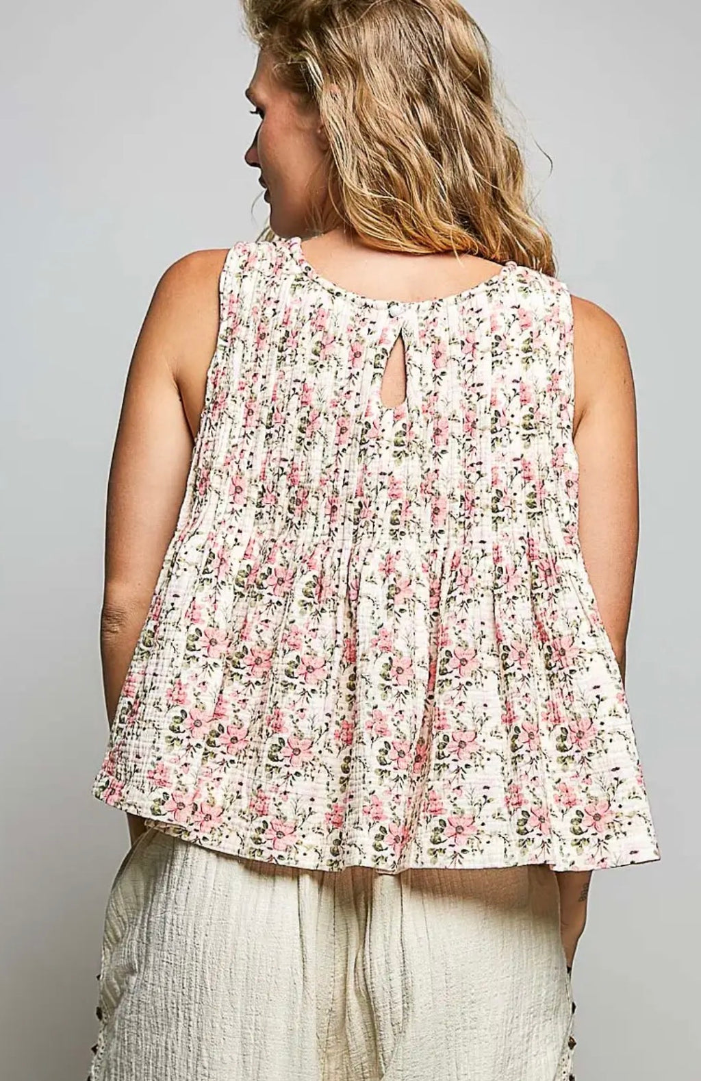 Jessie Pintuck floral Gauze top