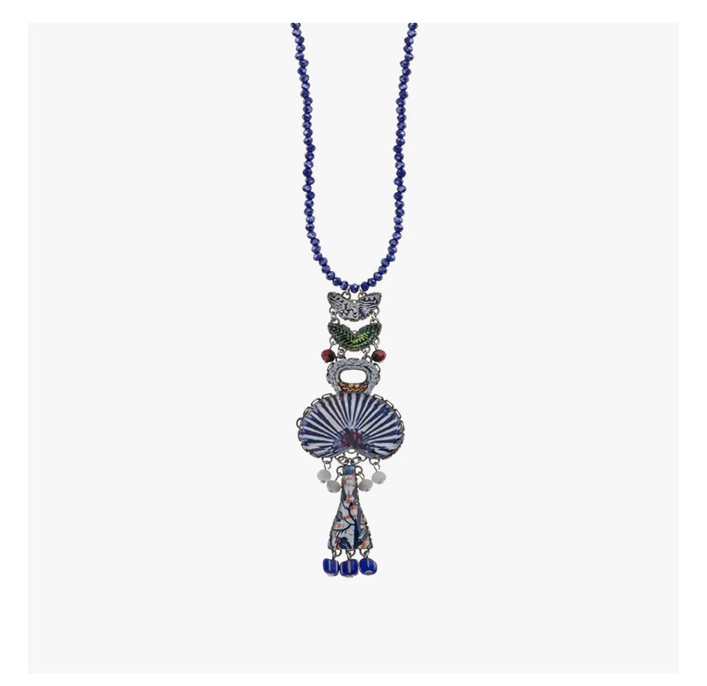 Ayala bar Blue Domes Set, Handmade Glass Necklace, Aegean R3646