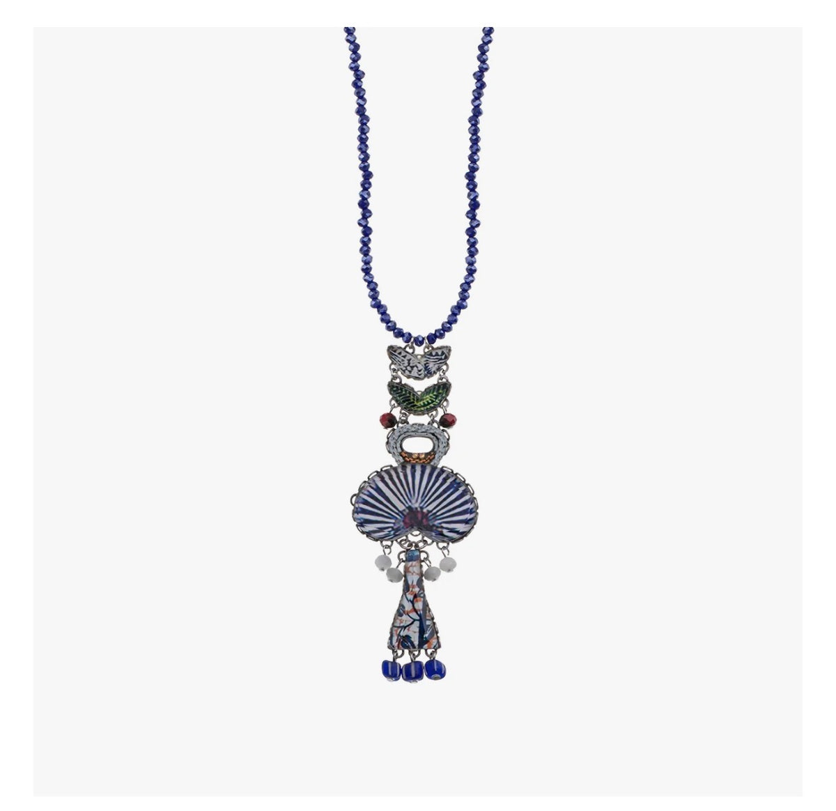Ayala bar Blue Domes Set, Handmade Glass Necklace, Aegean R3646