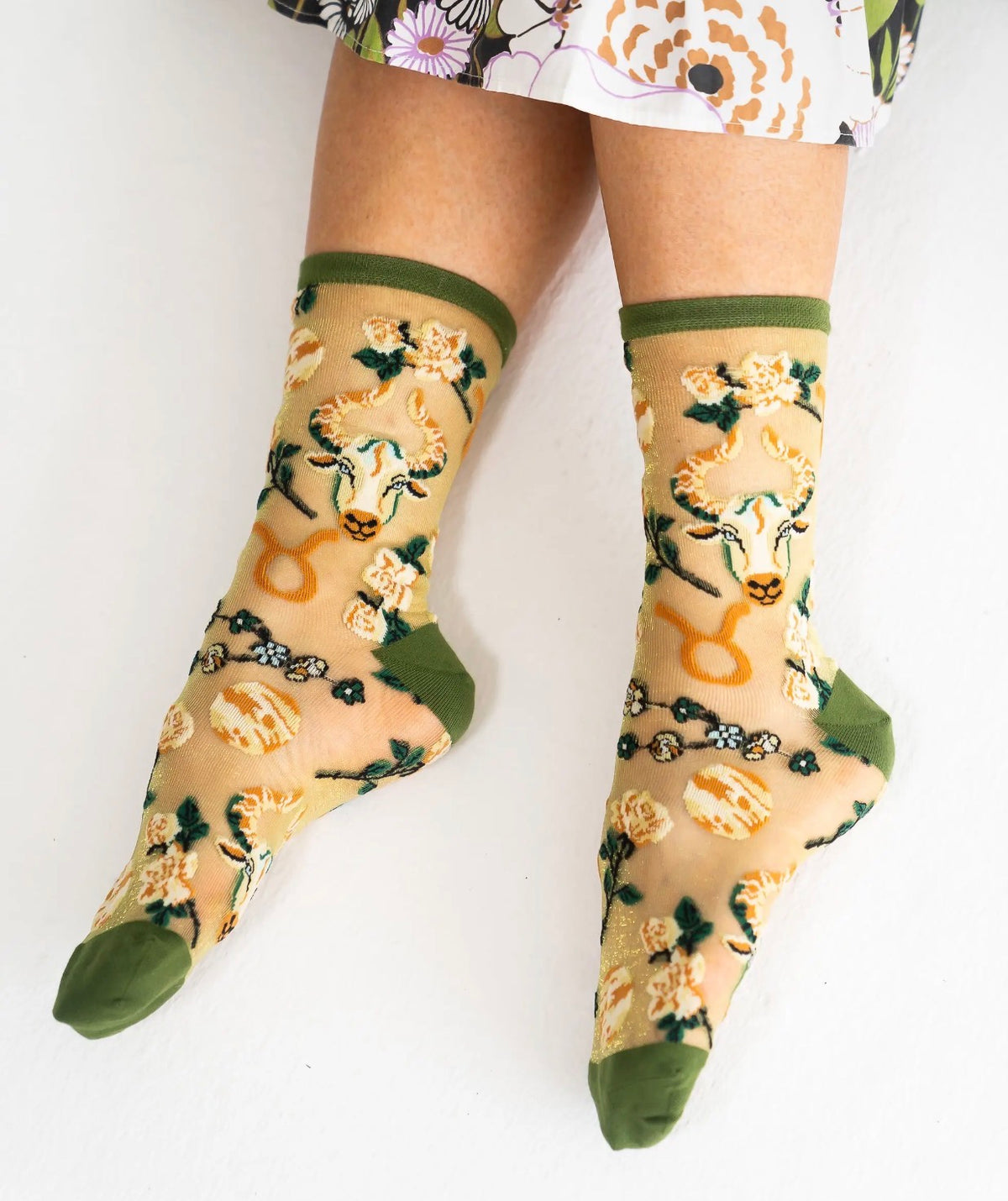 Taurus zodiac shimmer sheer socks