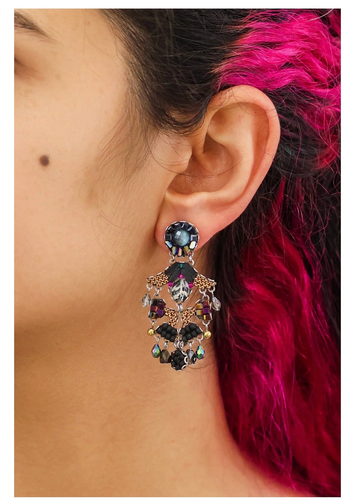 Ayala bar Obsidian Set, Chic Black Earrings, Raven C2373